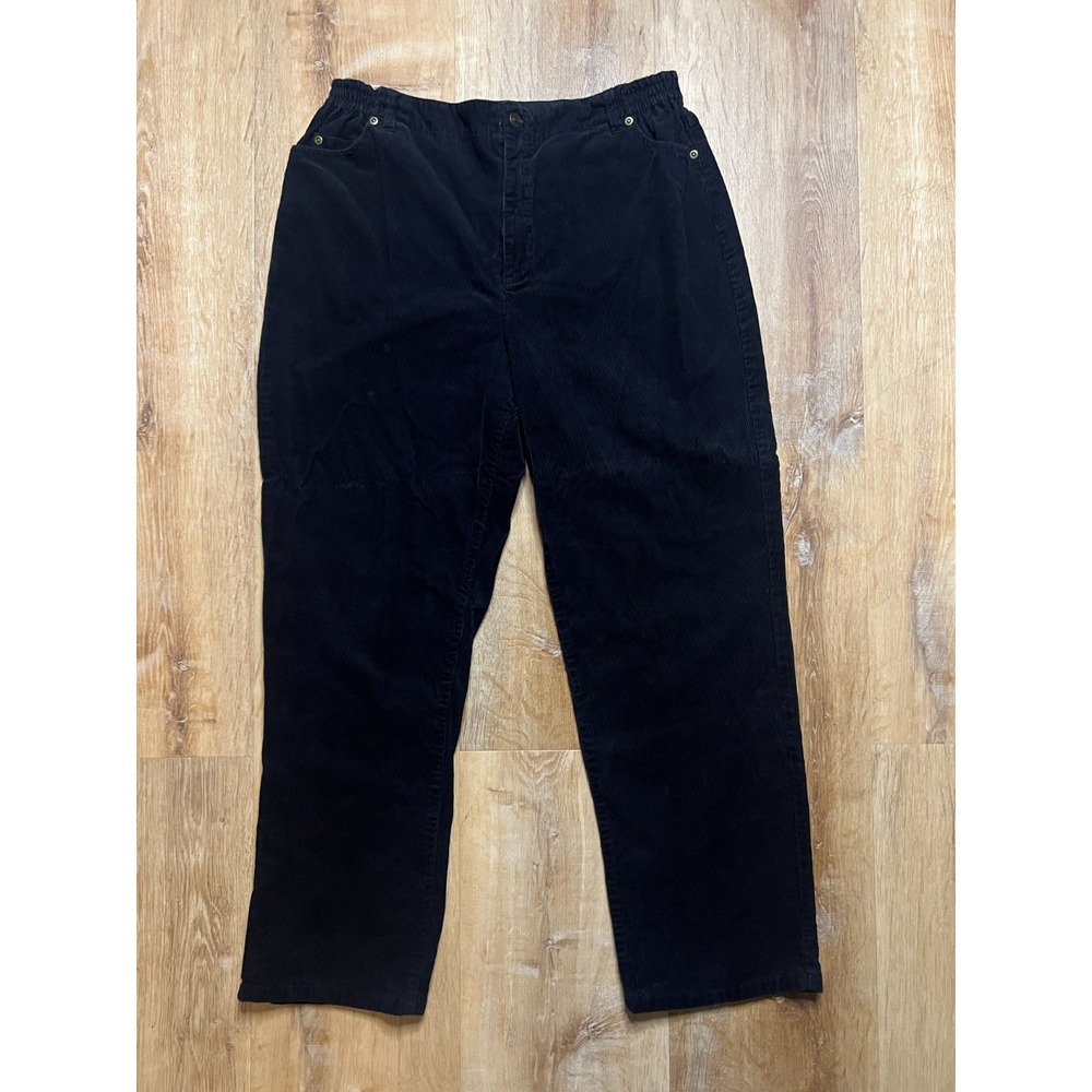 The Tog Shop Petites Women's Black Corduroy Straight Leg Pants Size 14P 90s